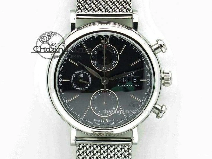 MIROTIME 0125 Portofino Chrono RG Black Dial on Black Leather Strap A HighPerformance 7389